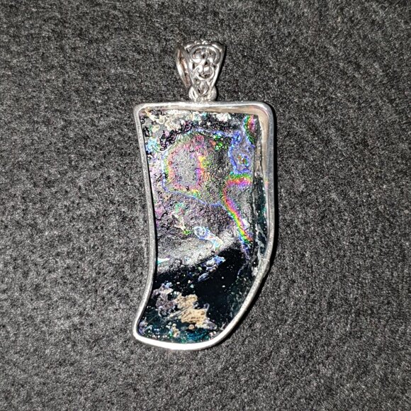 One of A Kind Ancient Roman Glass 925 Silver Pendant – 21.73g – Signed 925 FNA - Picture 8 of 13